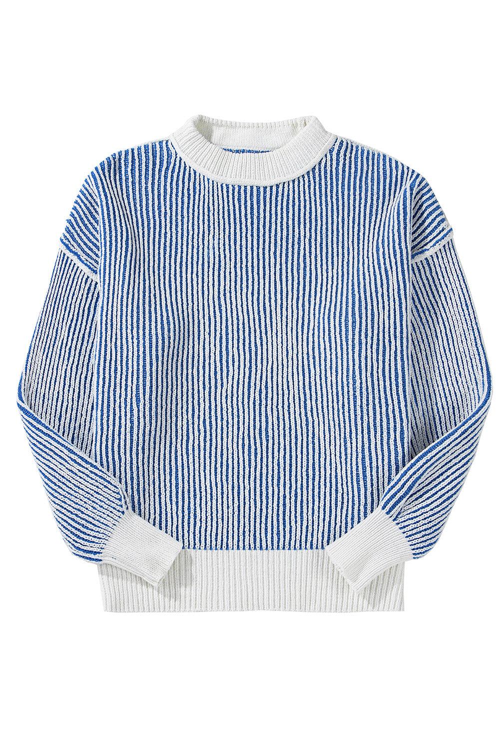 Black Striped Contrast Trim Loose Sweater