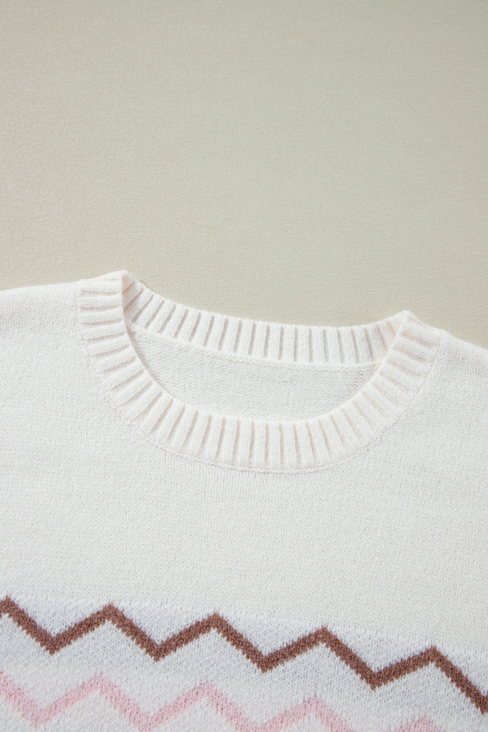 White Christmas Tree Wavy Striped Drop Sleeve Sweater