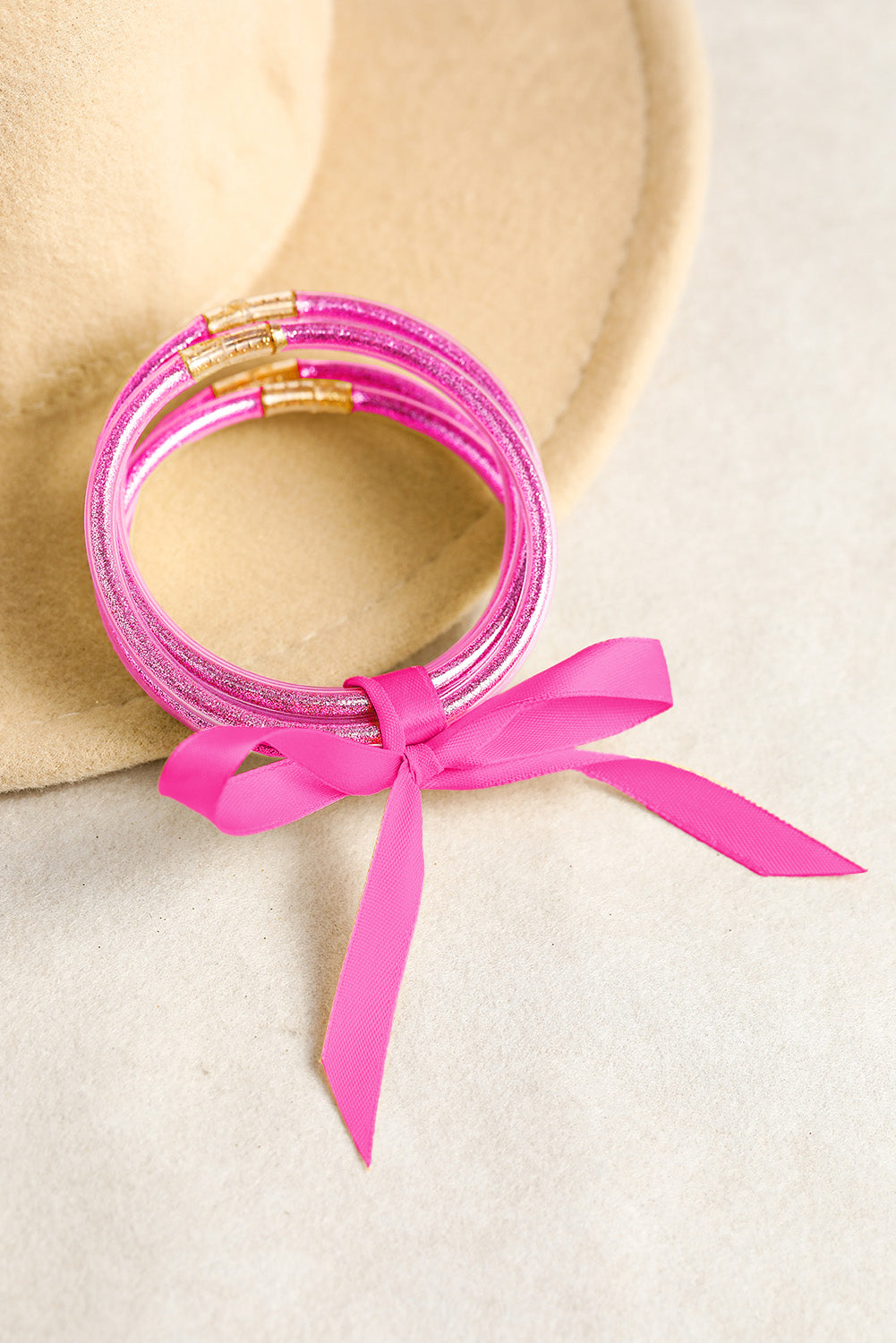 Yellow Glitter Bowknot Layered Jelly Bracelet