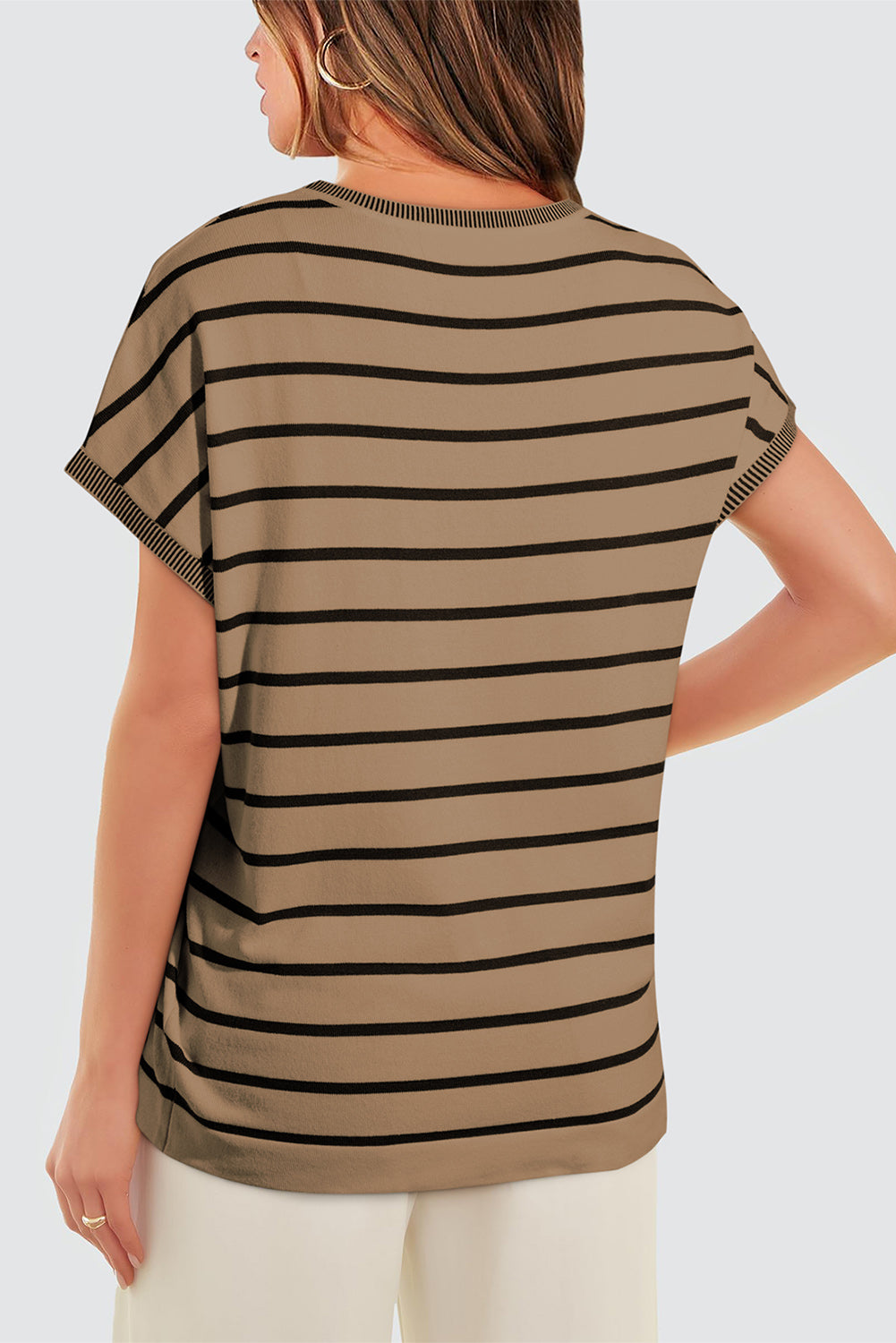 Rose Stripe Knitted Dolman T Shirt