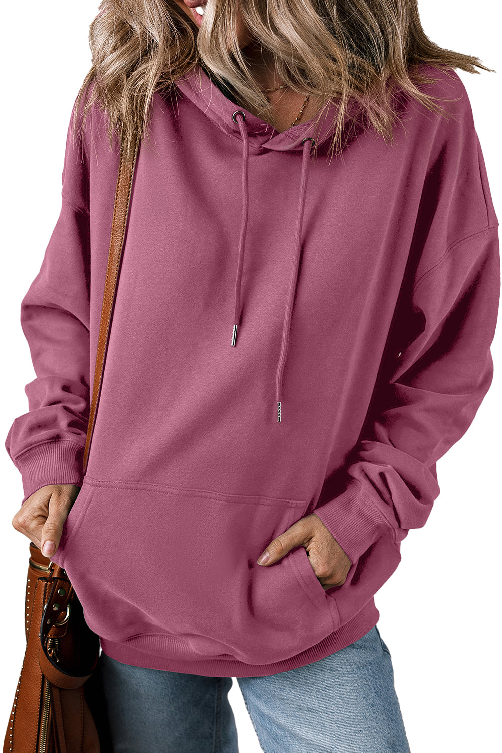 Black Kangaroo Pocket Drawstring Chunky Hoodie