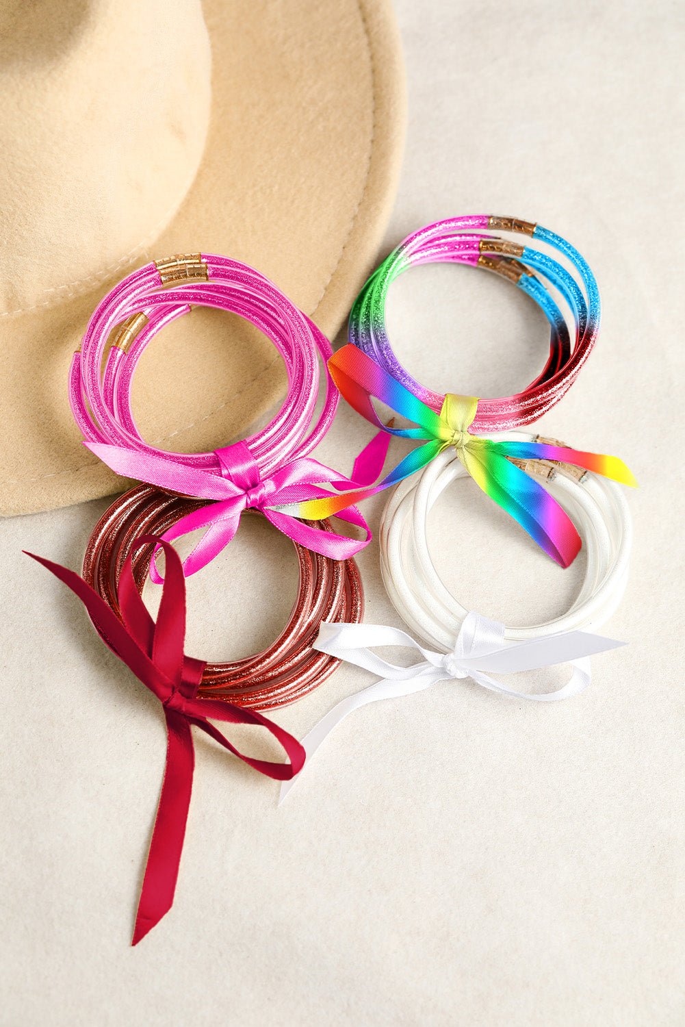 Yellow Glitter Bowknot Layered Jelly Bracelet
