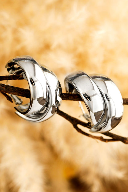 Silvery Layered Hoop Dangle Earrings