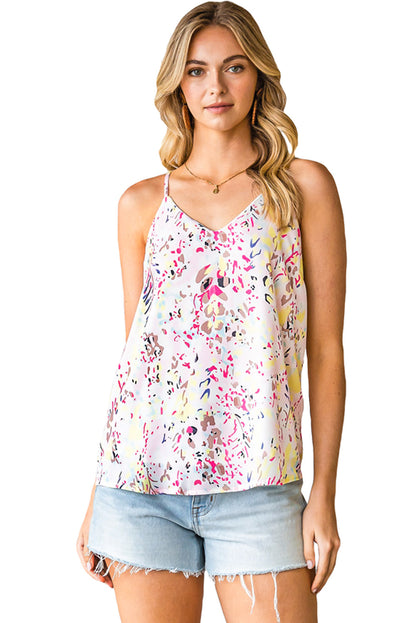 Multicolor Abstract Print Boho Color Block Spaghetti Strap Camisole