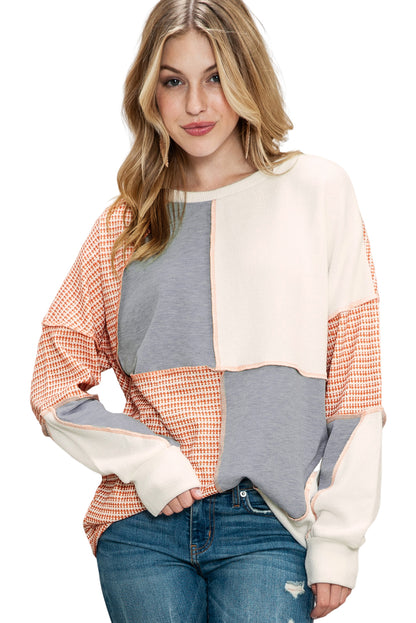 Multicolor Exposed Seam Color Block Pullover