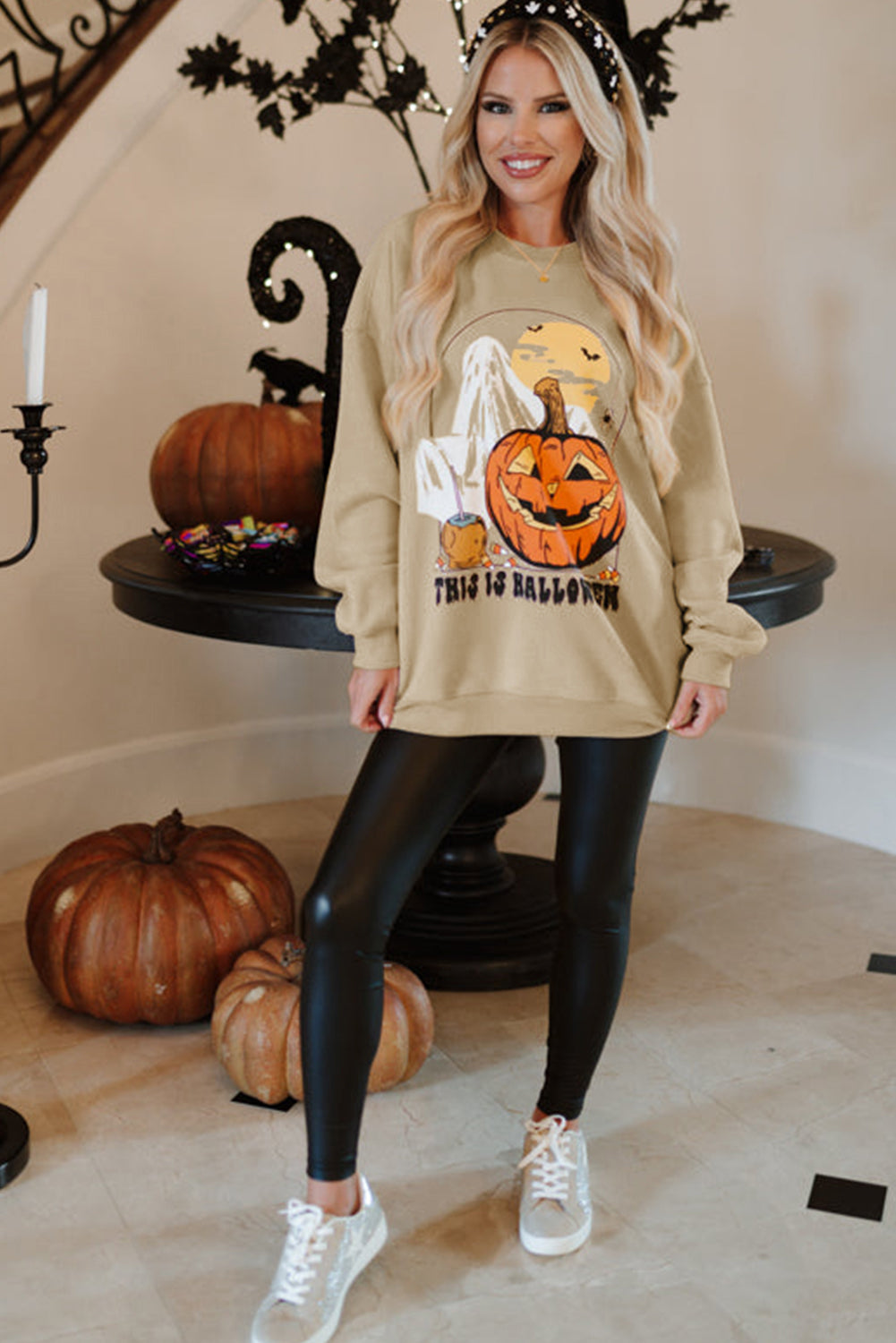 Parchment THIS IS HALLOWEEN Long Sleeve Round Neck Sweatshirt