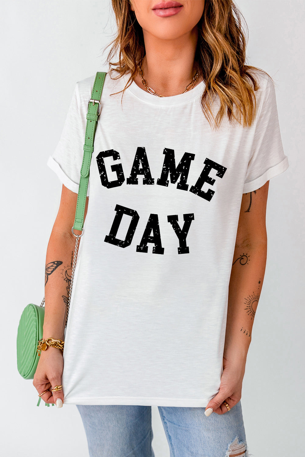 Black GAME DAY Crewneck Graphic T Shirt