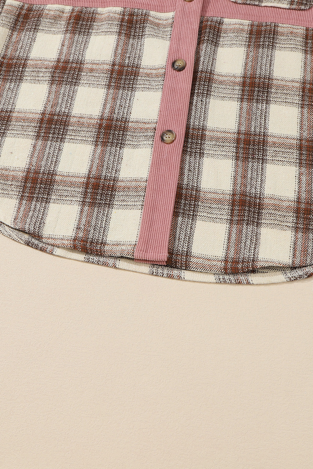 Brown Casual Plaid Colorblock Button Down Shacket