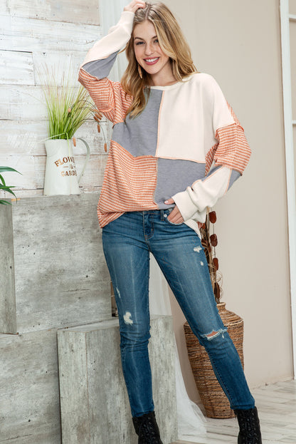 Multicolor Exposed Seam Color Block Pullover