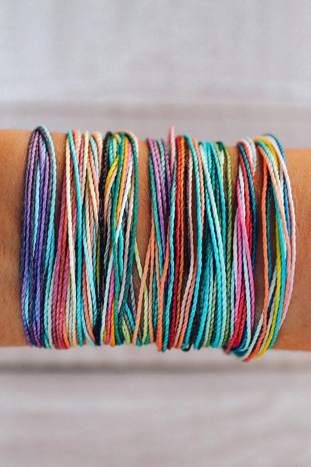 Multi Color Wax Rope Woven Bracelet Set