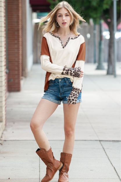 White Leopard Patchwork Top