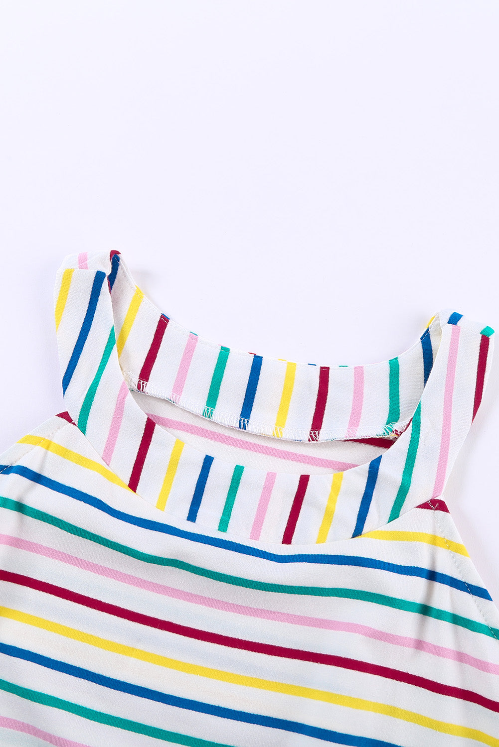 Colorful Stripes Sleeveless Jewel Neckline Tank Top