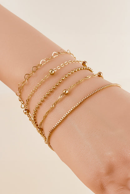 Gold Multi Layered Heart Shape Chain Bracelet