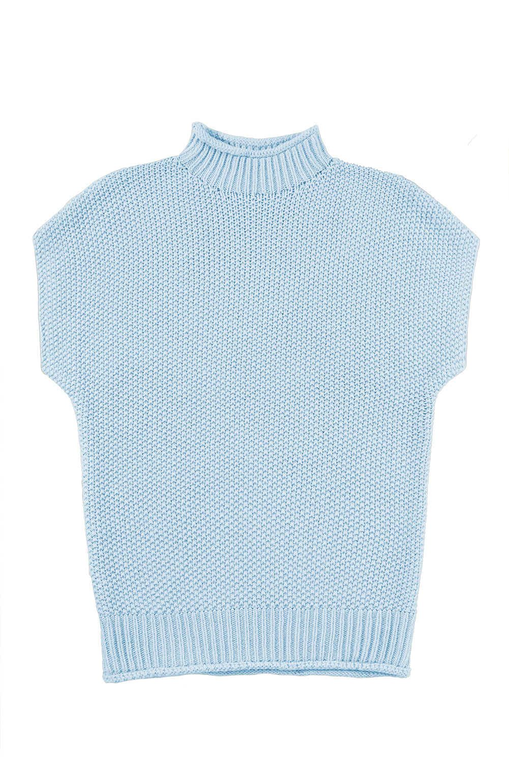 Iceland Blue Mock Neck Knitted Dolman Top