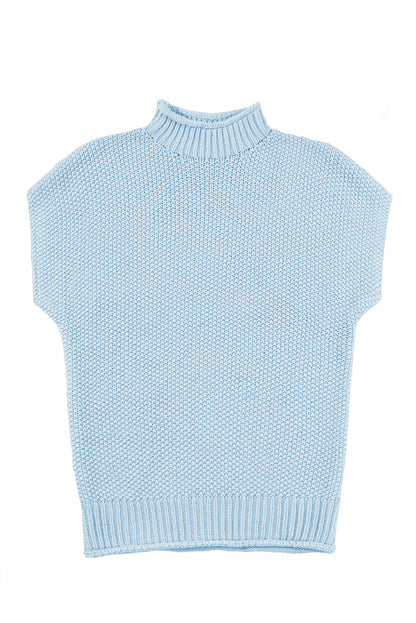 Iceland Blue Mock Neck Knitted Dolman Top