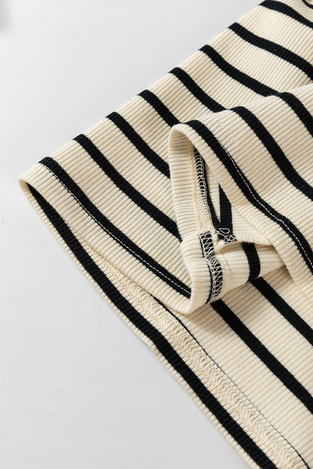 Black Striped Patchwork Drop Sleeve Top