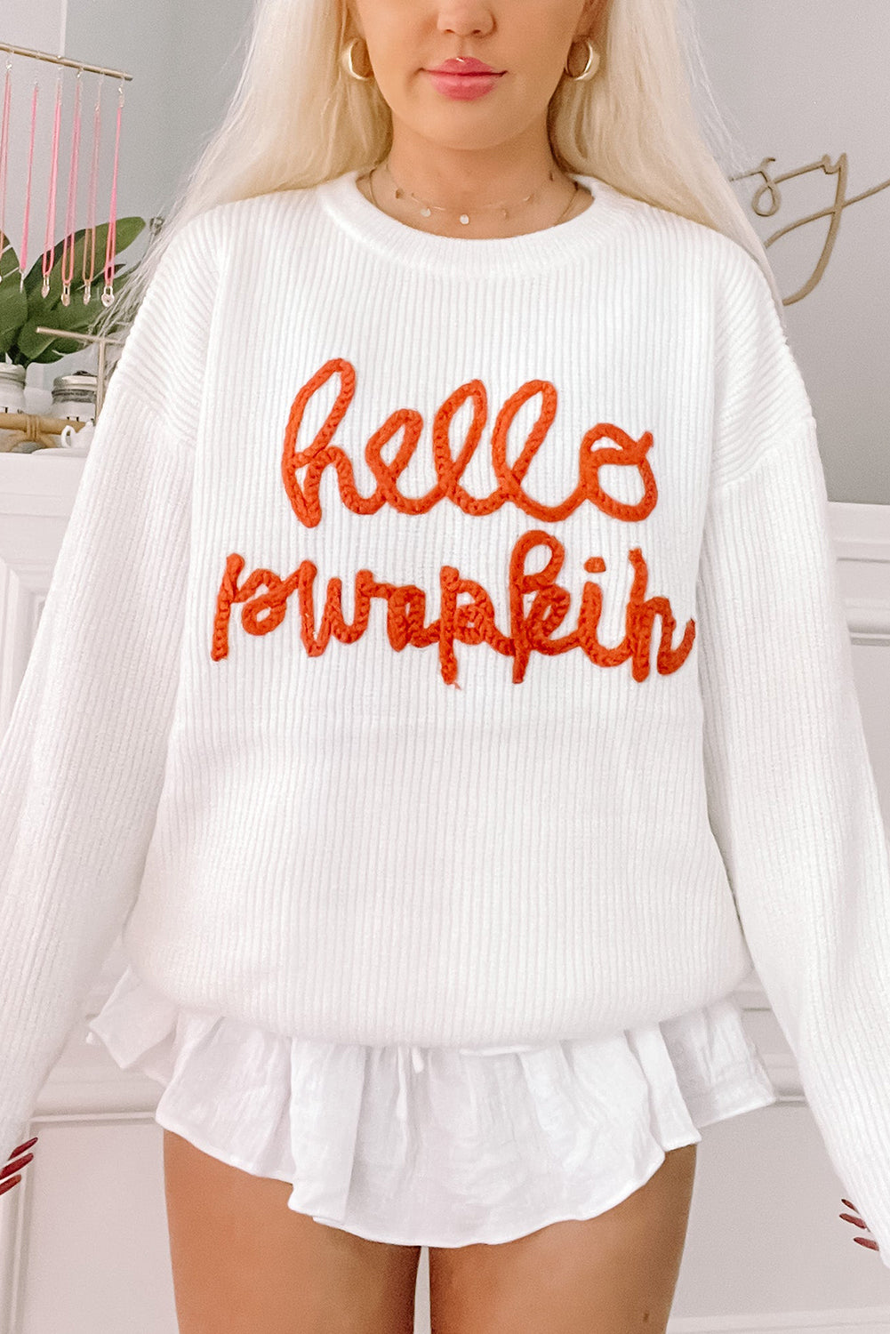 Flamingo Hello Pumpkin Graphic Sweater