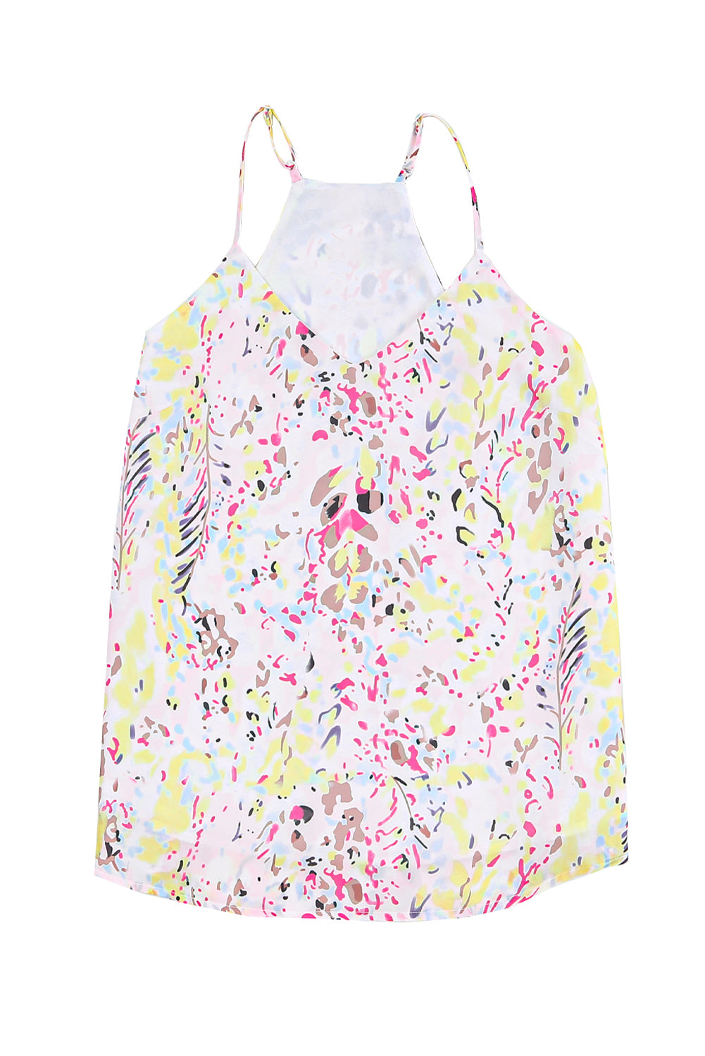 Multicolor Abstract Print Boho Color Block Spaghetti Strap Camisole