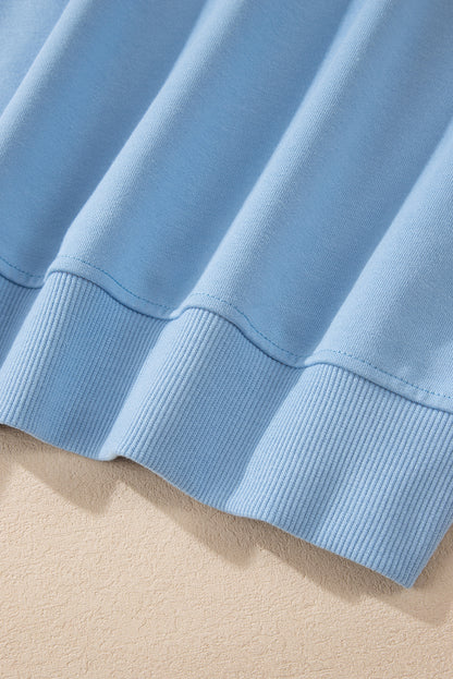 Bright Pink Colorblock Drop Shoulder Sweatshirt