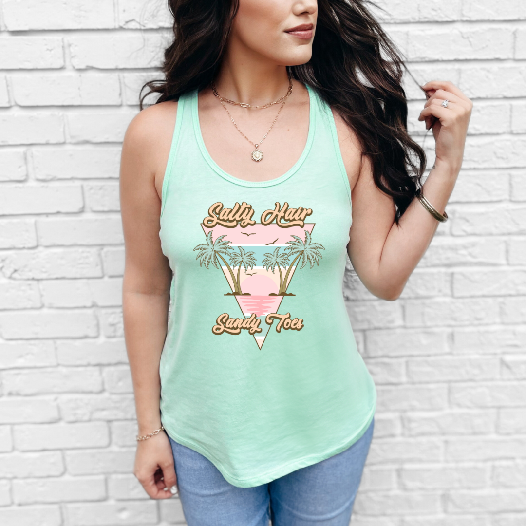 Salty Hair Sandy Toes Racerback Tank