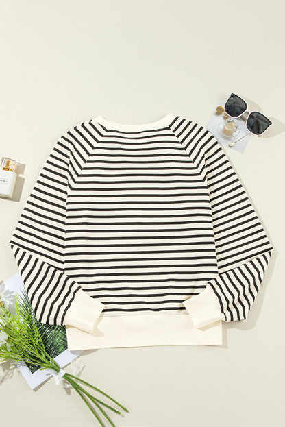 Black Stripe CIAO AMORE Graphic Buttoned Sweatshirt