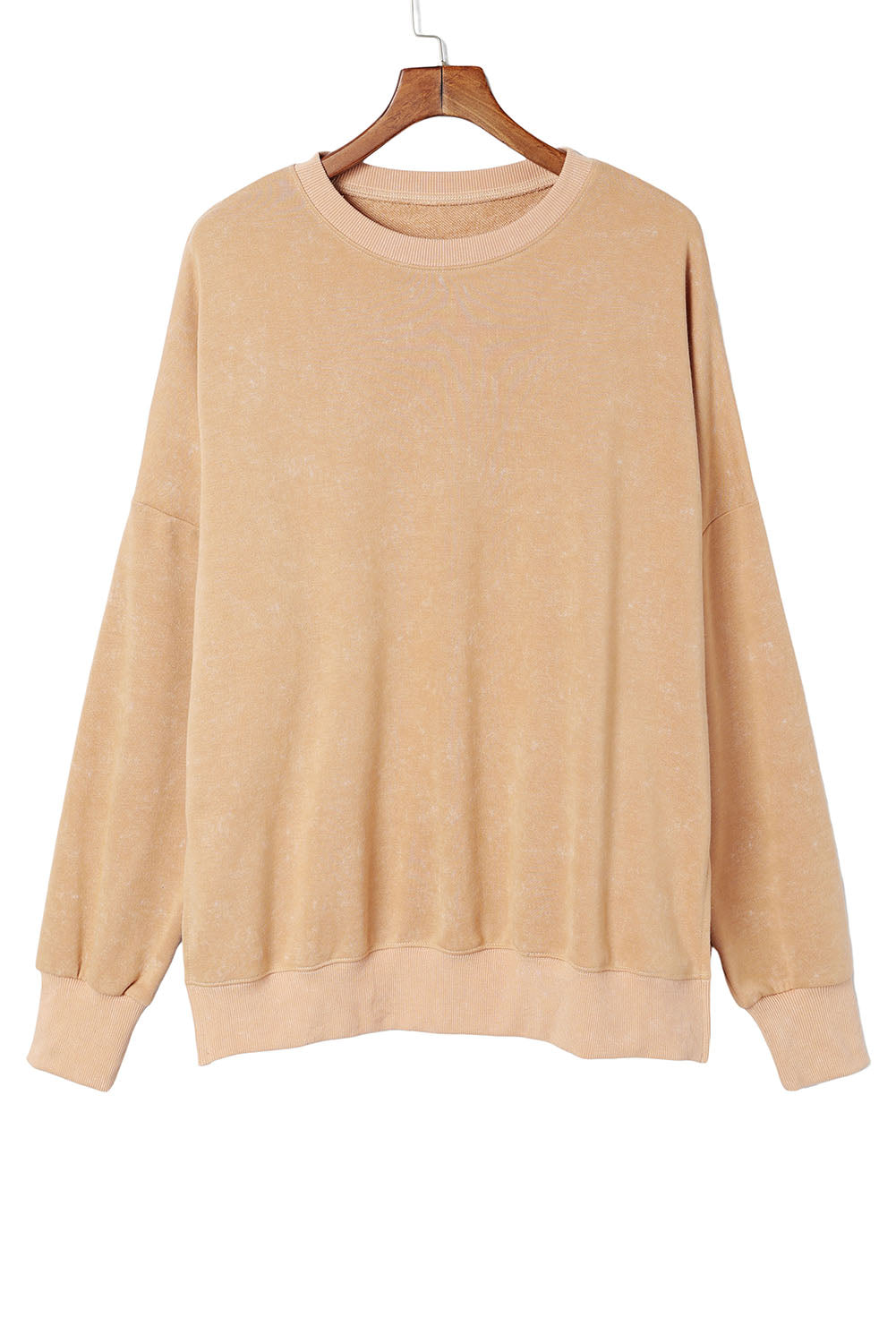 Pink Plain Drop Shoulder Trim Oversized Sweatshirt