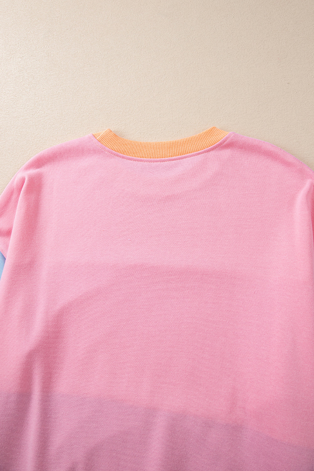 Bright Pink Colorblock Drop Shoulder Sweatshirt