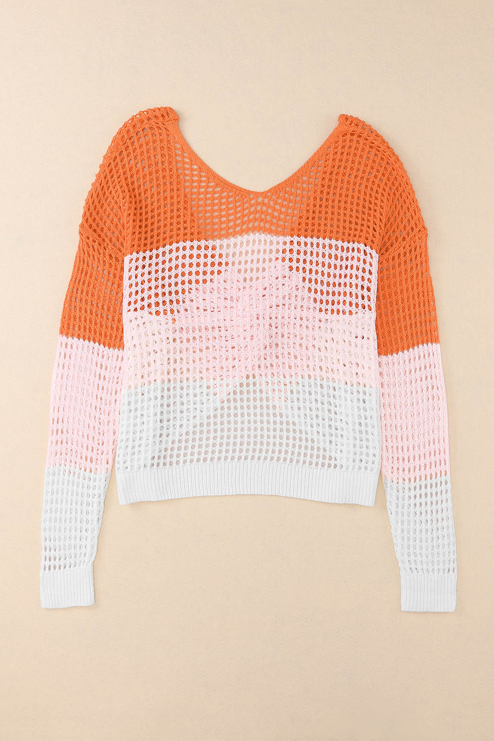 Multicolor Eyelet Twisted Back Knit Top