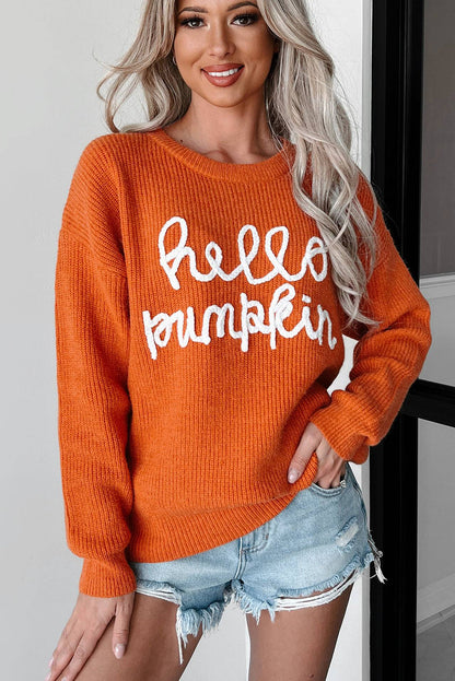 Flamingo Hello Pumpkin Graphic Sweater