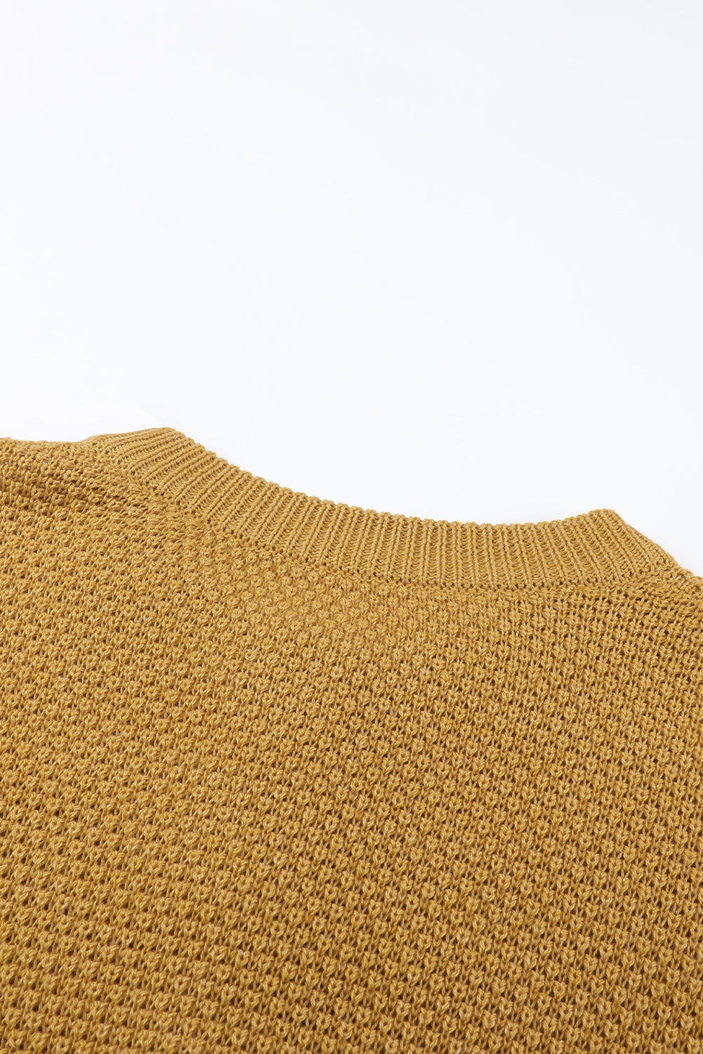 Yellow Drop Shoulder Henley Pullover Sweater With Slits