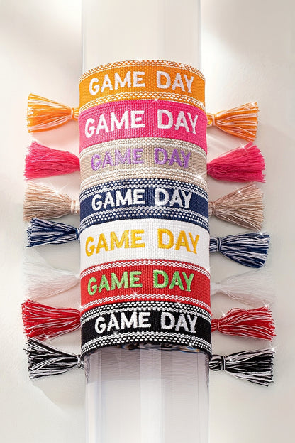 Ginger GAME DAY Embroidered Woven Tassel Decor Bracelet