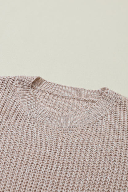 Parchment Chunky Knit Sleeve Drop Shoulder Sweater