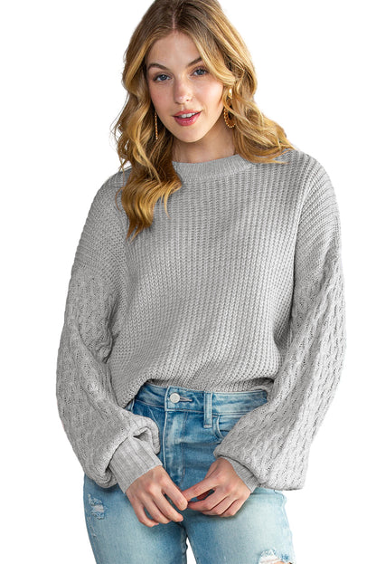 Parchment Chunky Knit Sleeve Drop Shoulder Sweater