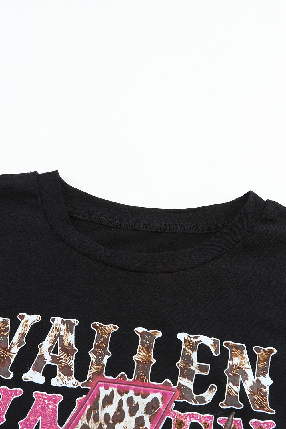 Black WALLEN Letter Print Animal Graphic Oversized Tee