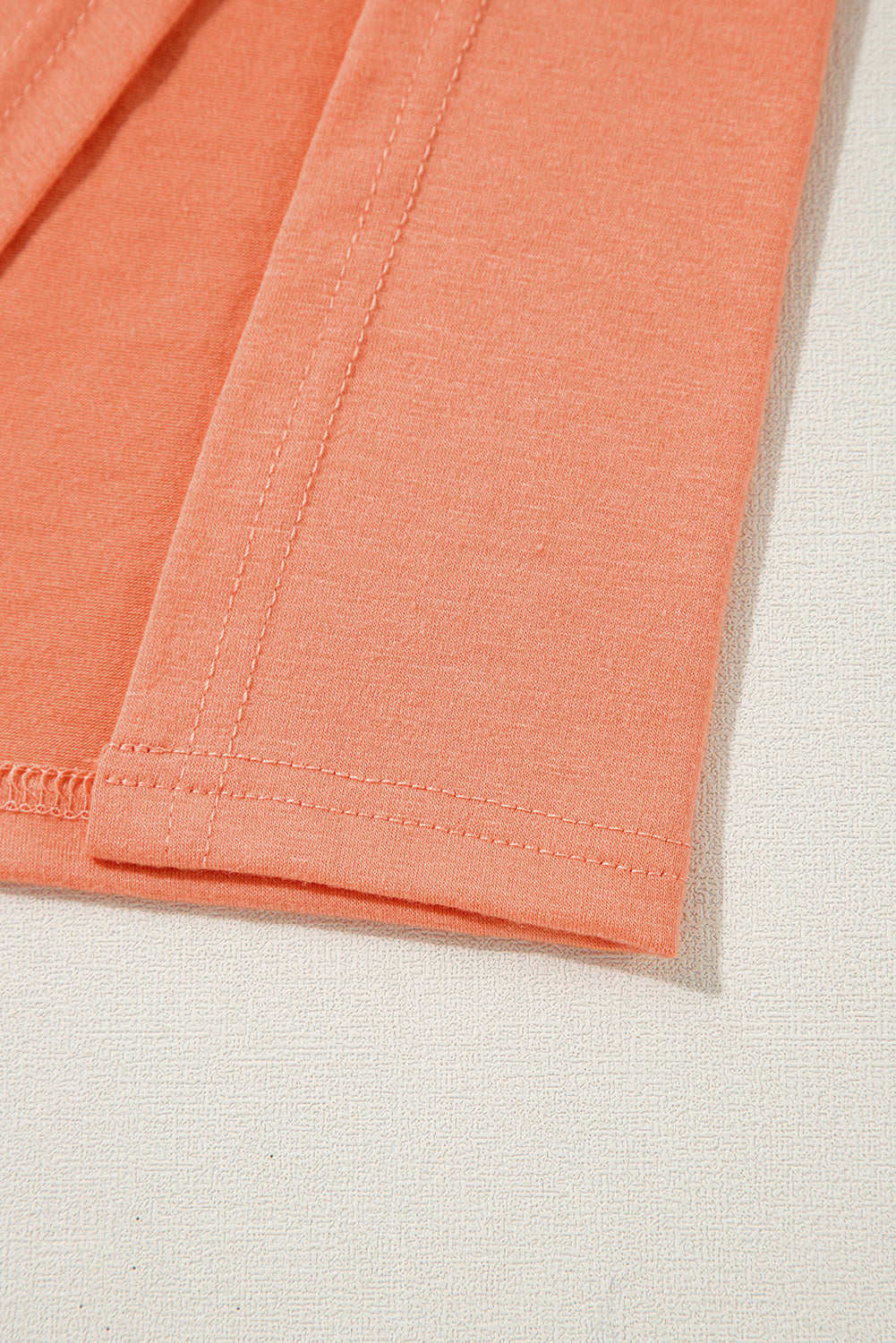 Grapefruit Orange Colorblock V Neck Slits Oversized Top