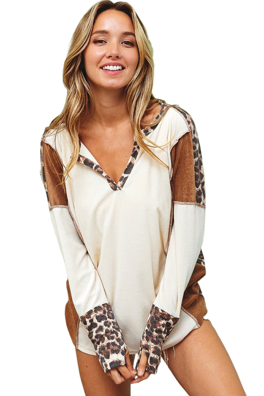 White Leopard Patchwork Top