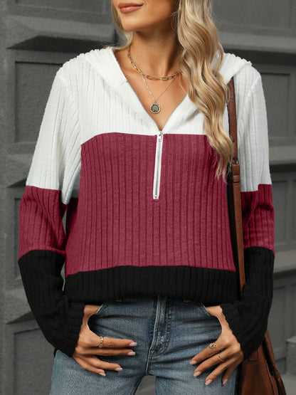 Color Block Hooded Long Sleeve sweatshirt