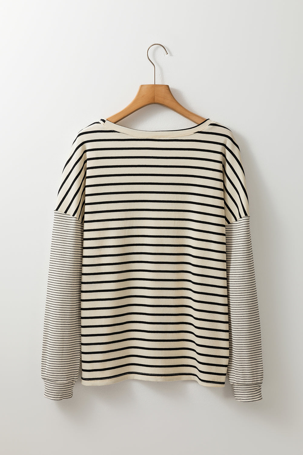 Black Striped Patchwork Drop Sleeve Top