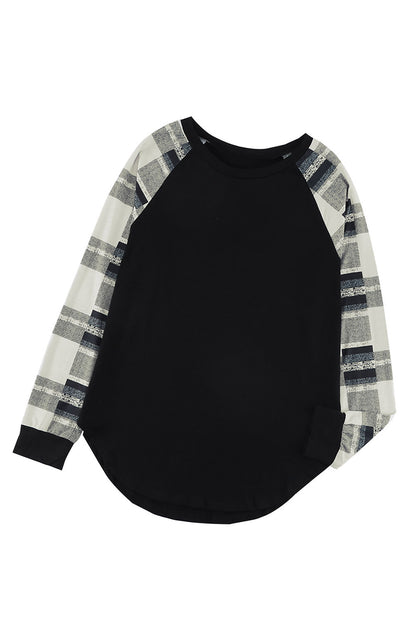 Black Color Block Long Sleeves Pullover Top