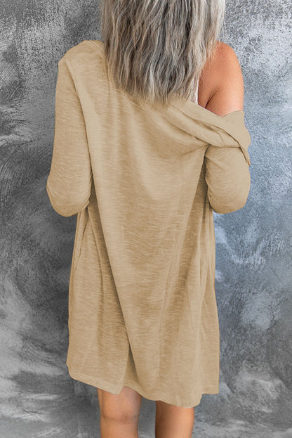 Grey Button Front Lightweight Long Cover Up