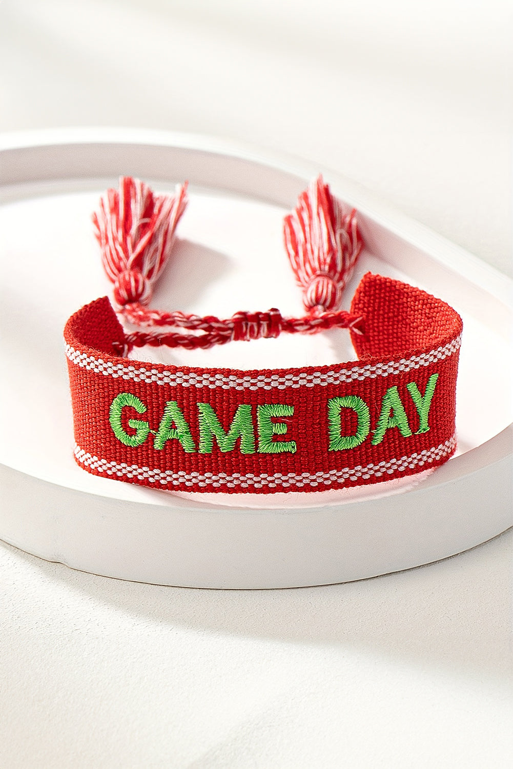 Ginger GAME DAY Embroidered Woven Tassel Decor Bracelet