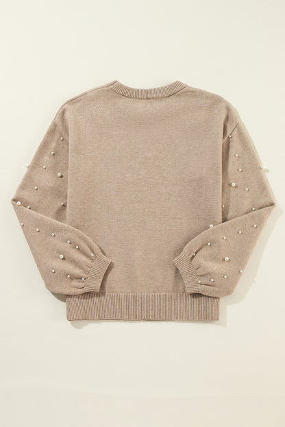 Evergreen Pearl Drop Shoulder Round Neck Sweater