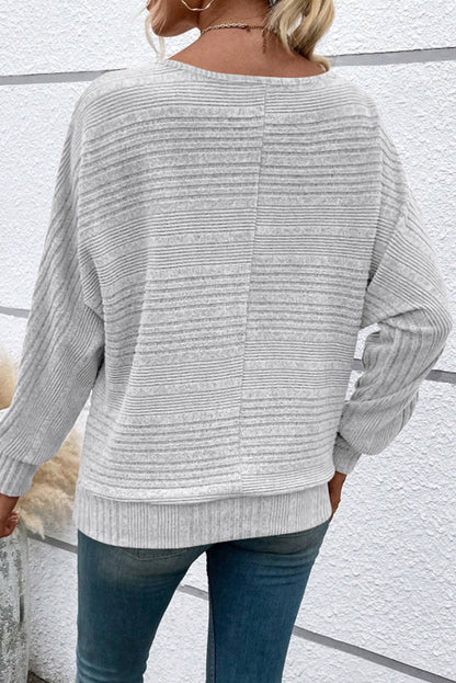 Simply Taupe Pit Stripe Batwing Sleeve Top