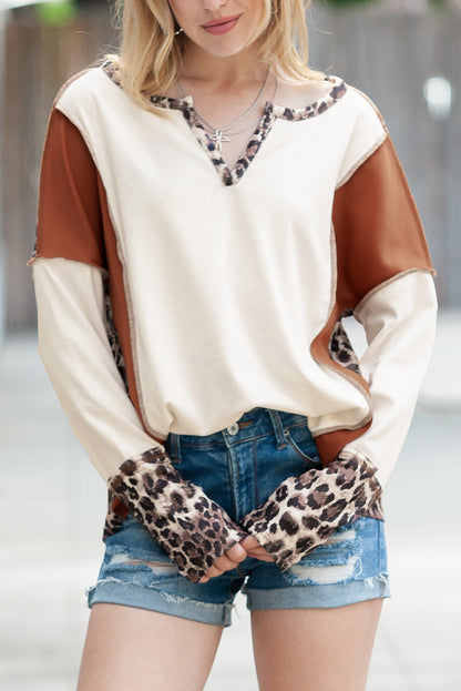 White Leopard Patchwork Top