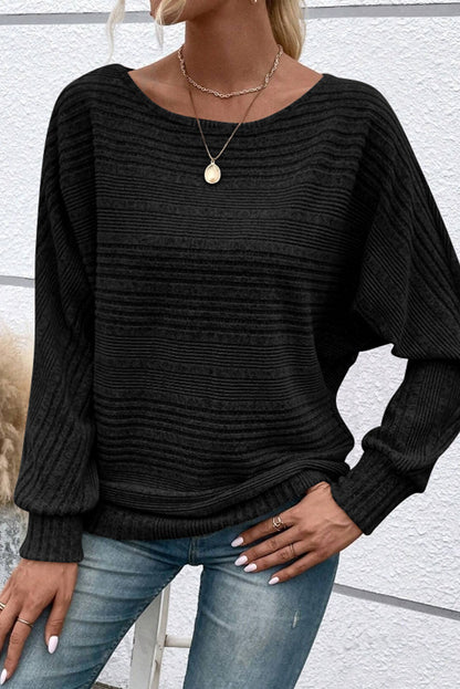 Simply Taupe Pit Stripe Batwing Sleeve Top