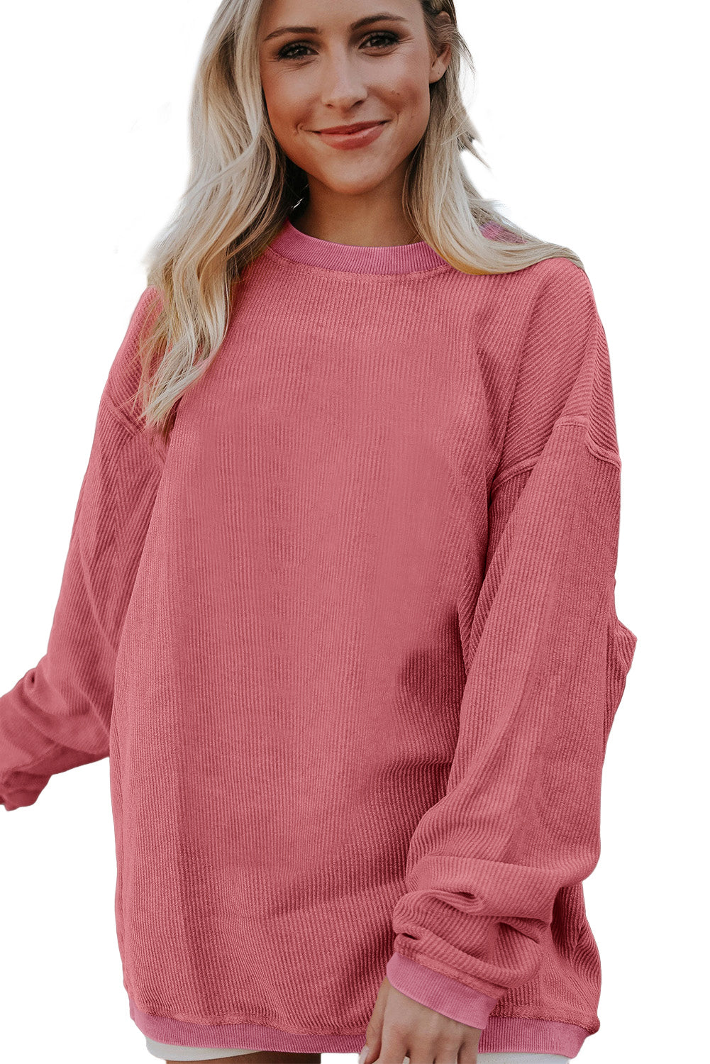 Strawberry Pink Drop Sleeve Oversized Sweatshirt