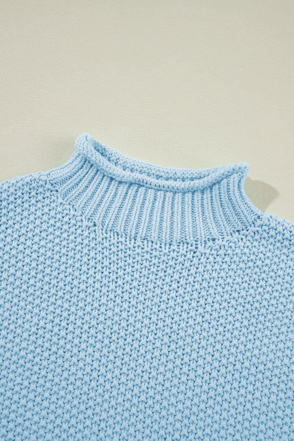 Iceland Blue Mock Neck Knitted Dolman Top