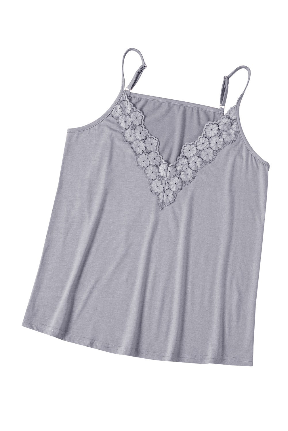 White Lace Splicing V Neck Cami Top