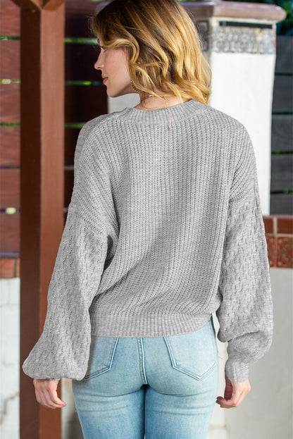 Parchment Chunky Knit Sleeve Drop Shoulder Sweater