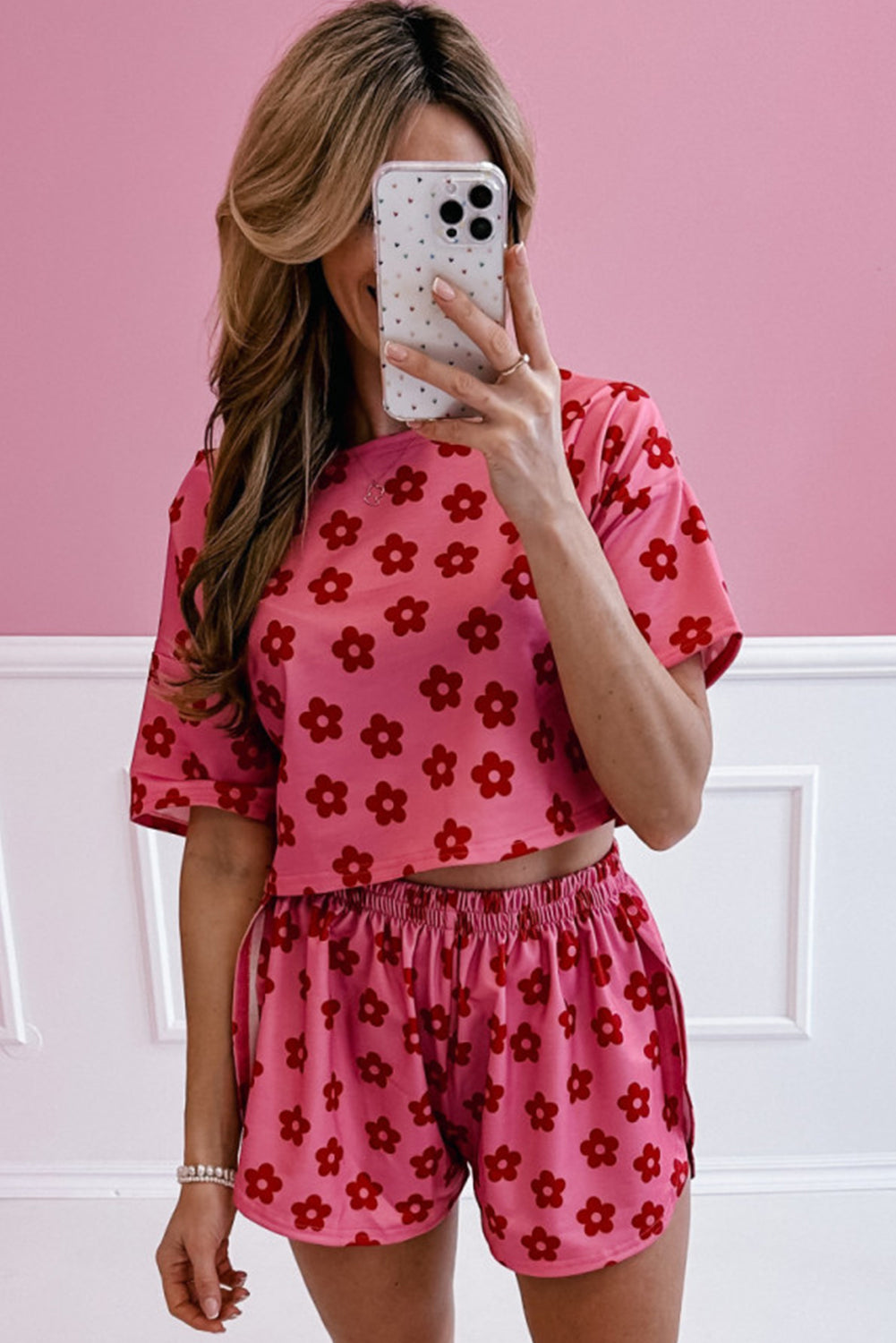 Rose Floral Print Pajama Set